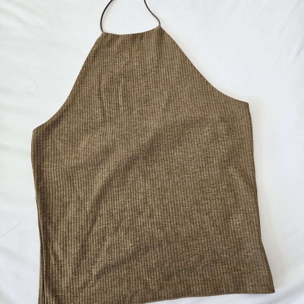 Me to We Tan Ribbed Top Size Small